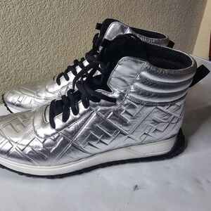 Fendi Silver High-Top Sneakers